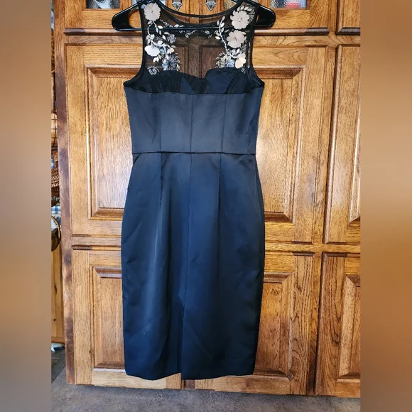 Coast Hermosa Dress Black Duchess Satin Sleeveless Size 4 (NWT) - Picture 14 of 16